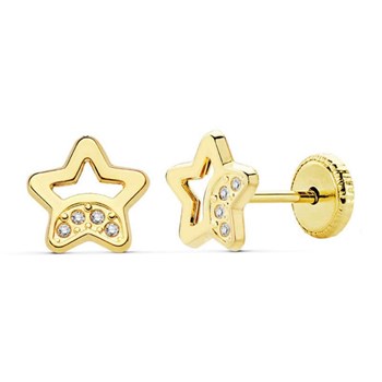 Boucles d'Oreilles  Or 18 Carats 750/000  Jaune - Etoile