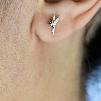 Gold-plated hummingbird earrings 750 3 microns