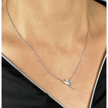 Silver 925 Rhodium hummingbird necklace