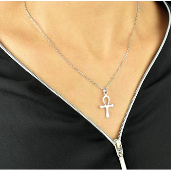 Necklace Ankh cross Egyptian cross of life 925 Rhodium Silver