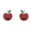 Boucles d'oreilles pomme émail coloré rouge et vert Argent 925 Rhodié - vue V1
