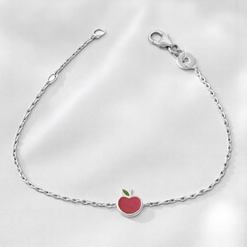 Bracelet pomme émail coloré rouge et vert Argent 925 Rhodié