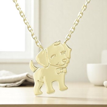 Collier petit chien souriant Plaqué OR 750 3 microns