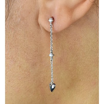 Boucles d'oreilles coeur oxyde de zirconium Argent 925 Rhodié