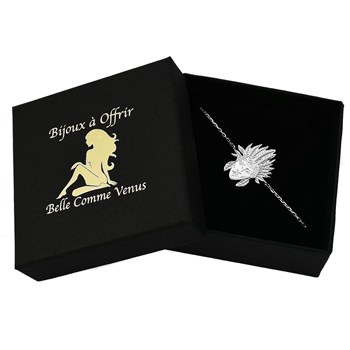 Bracelet tête d'indien d'Amérique amérindien coiffe plume Argent 925 Rhodié