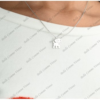 Collier petit chien souriant Argent 925 Rhodié