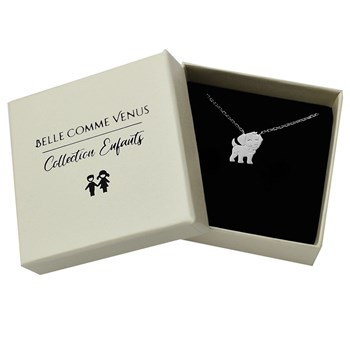 Collier petit chien souriant Argent 925 Rhodié