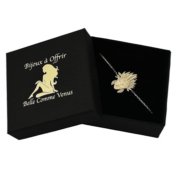 Bracelet tête d'indien d'Amérique amérindien coiffe plume Plaqué OR 750 3 microns