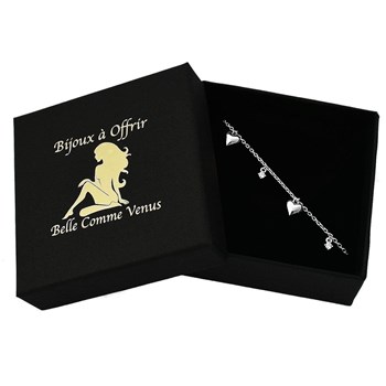 Bracelet suite de coeurs et oxydes de zirconium alternés Argent 925 Rhodié