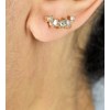 Boucles d'oreilles grimpantes contour de lobe pierres de lune et oxydes de zirconium Plaqué OR 750 3 microns - vue V3