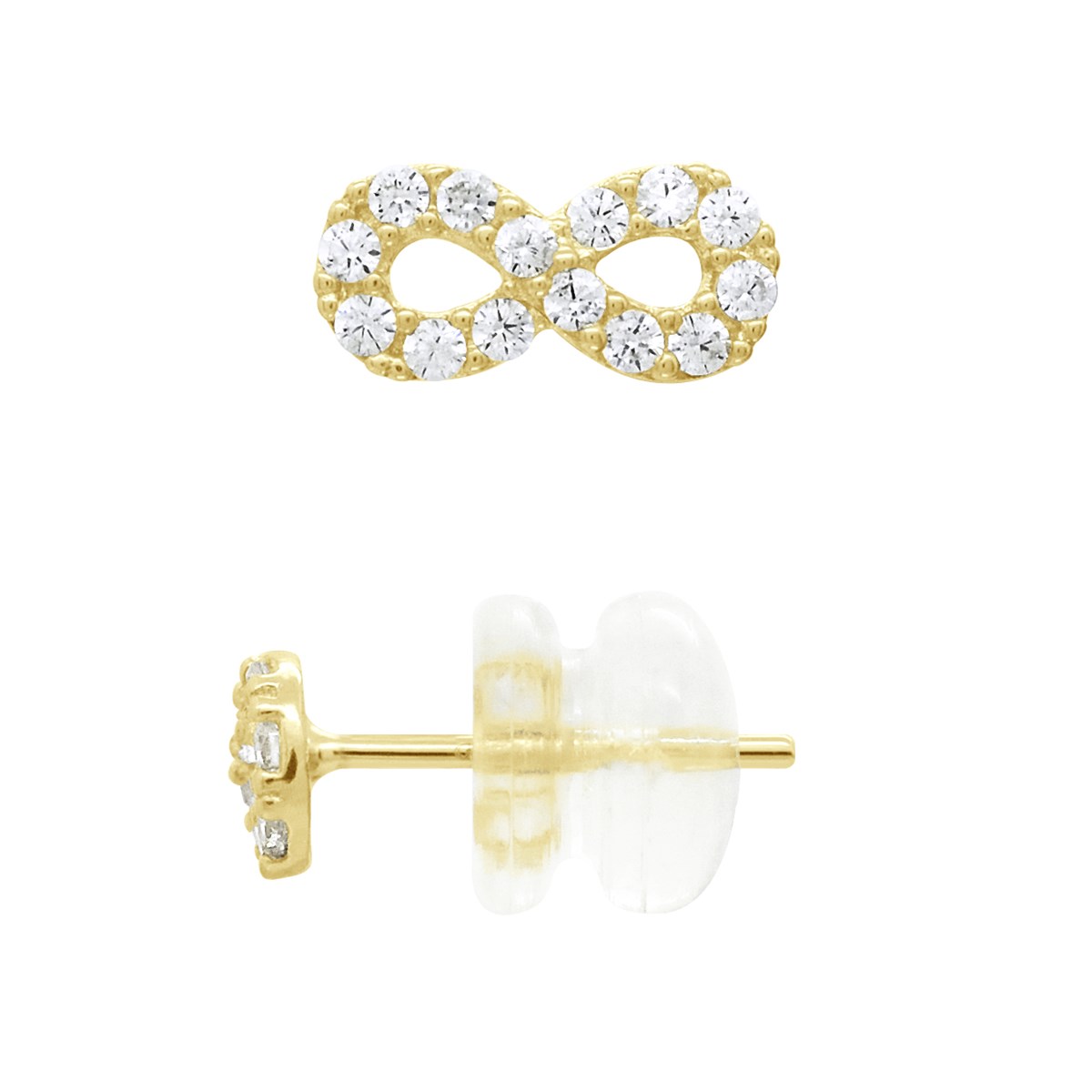 Boucles d'Oreilles Fantaisie - infinity Orné d'Oxydes de Zirconiums - Or Jaune