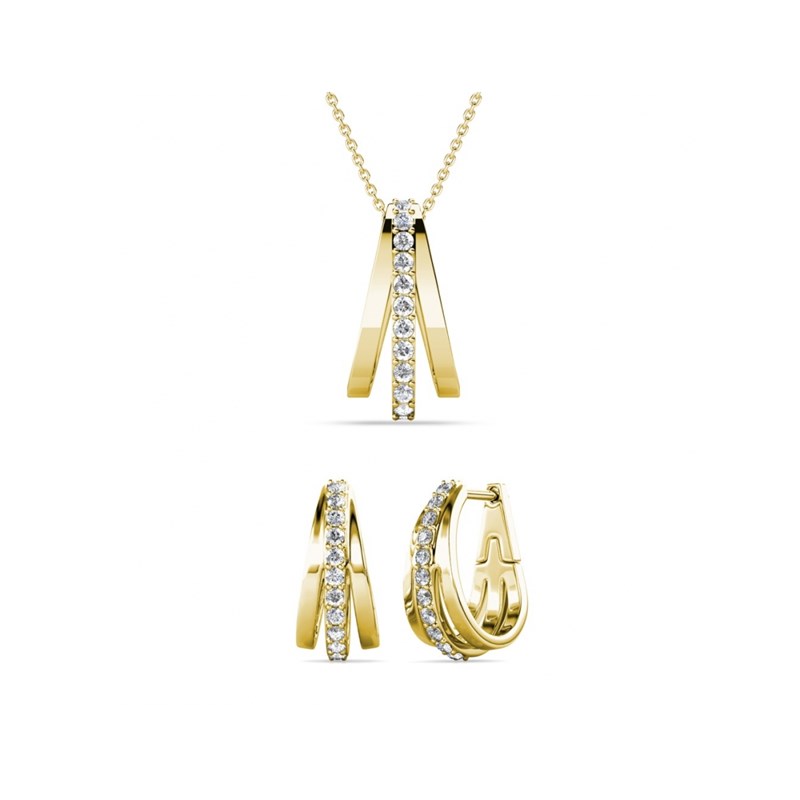 Parure Aurielle Square : Doré et Cristal