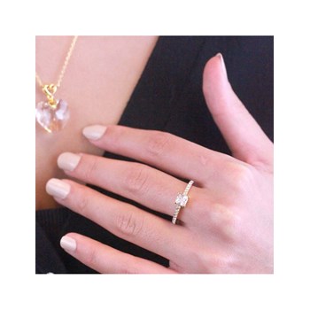 Bague Simple Square - Or et Cristal