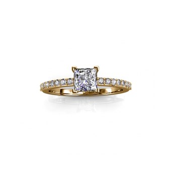 Bague Simple Square - Or et Cristal