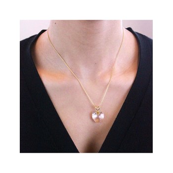 Cheery heart pendant - Gold and crystal