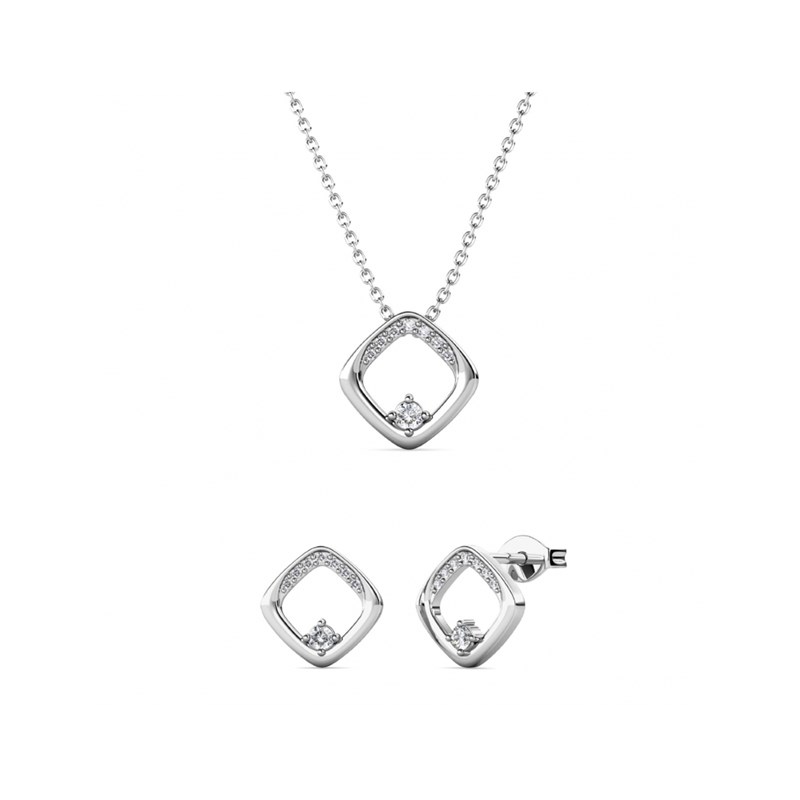 Parure Adelise : Argenté et Cristal