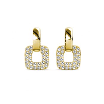 Klassieke vierkante oorbellen - Goud en Kristal