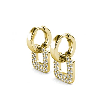 Klassieke vierkante oorbellen - Goud en Kristal