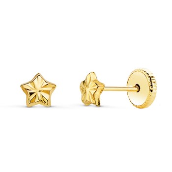 Earrings 18 Carat Yellow Gold 750/000 Motif Etoile - Girl
