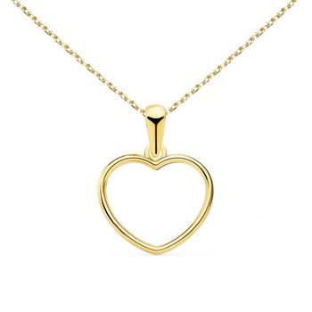 Collier - Pendentif Or 18 Carats 750/000 Jaune - Coeur - Chaine Dorée
