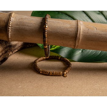 Bracelet Perles Heishi Jaspe Bois Serpeggiante