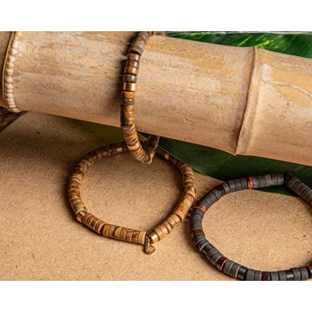 Bracelet Perles Heishi Jaspe Bois Serpeggiante