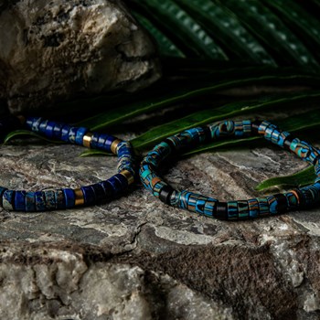 Bracelet Perles Heishi En Lapis Et Jaspe Impérial