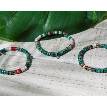 Bracelet Perles Heishi Jaspe Vert oeil De Tigre
