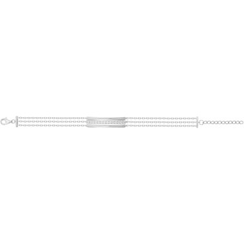 Bracelet souple mono-motif en Argent avec oxyde de zirconium blanc