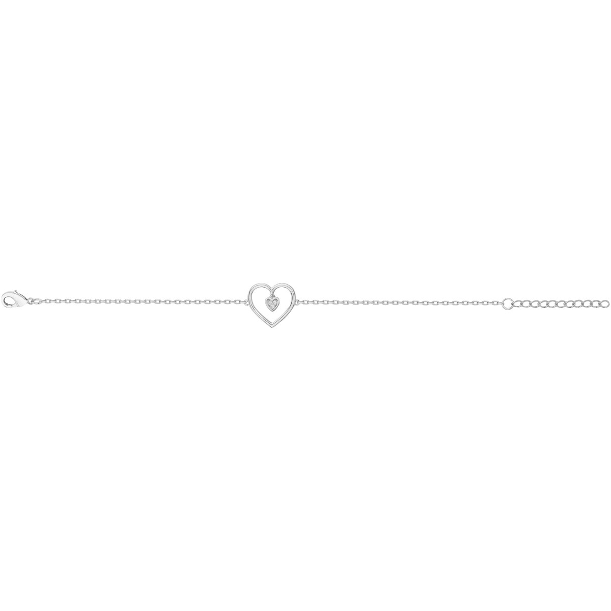 Bracelet souple mono-motif en Argent avec oxyde de zirconium blanc