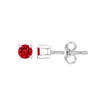 Boucles d'oreilles puces en Argent avec oxyde de zirconium rouge rubis