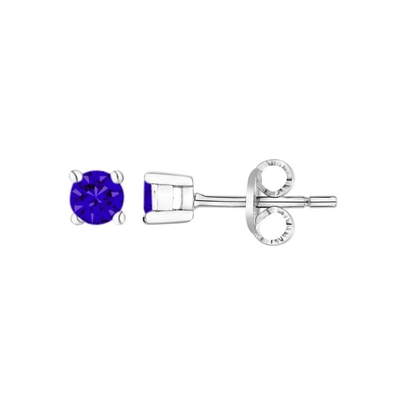 Boucles d'oreilles puces en Argent avec oxyde de zirconium bleu saphir