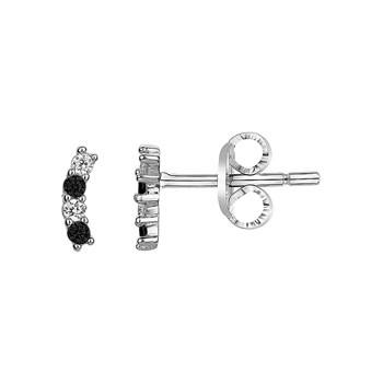 Boucles d'oreilles puces en Argent avec oxyde de zirconium noir