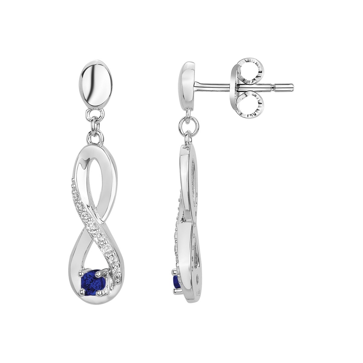 Boucles d'oreilles pendantes en Argent avec oxyde de zirconium bleu saphir