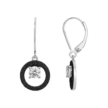 Boucles d'oreilles dormeuses en Argent avec oxyde de zirconium noir