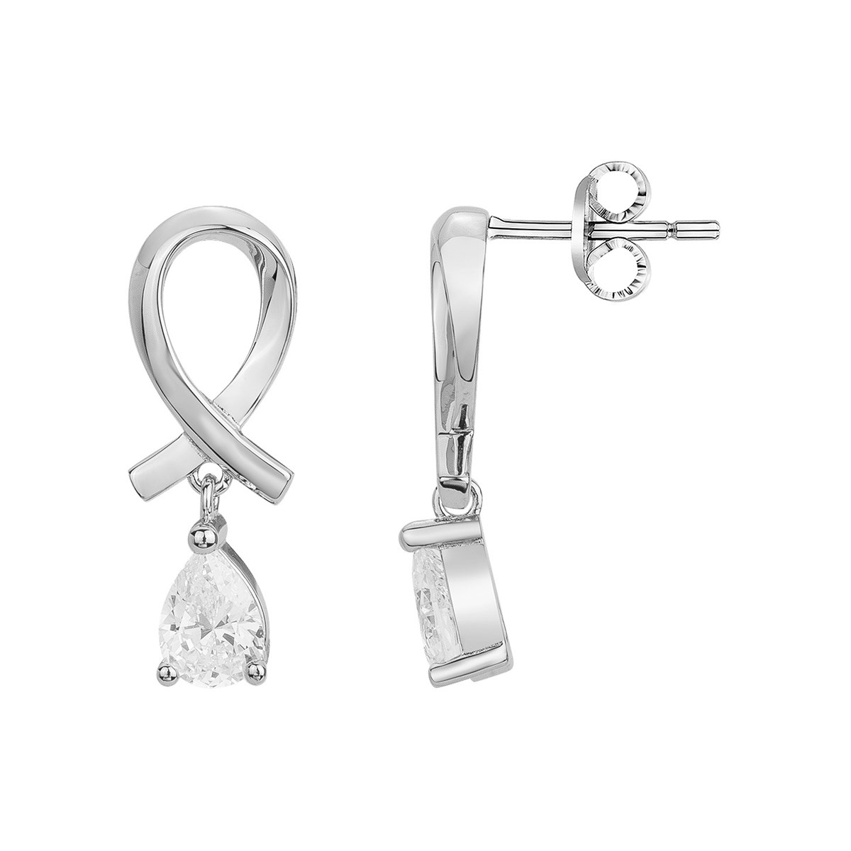 Boucles d'oreilles pendantes en Argent avec oxyde de zirconium blanc