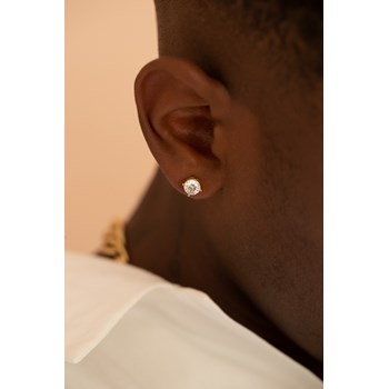 Boucles d'oreilles puces Ryo en Acier 316L avec oxyde de zirconium blanc