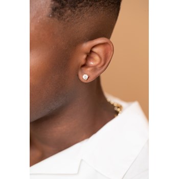 Boucles d'oreilles puces Ryo en Acier 316L avec oxyde de zirconium blanc