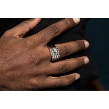 Chevalière Balthazar en Acier 316L avec diamant blanc