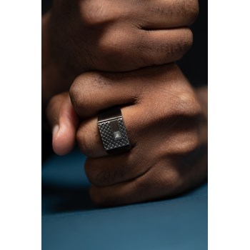 Chevalière Balthazar en Acier 316L avec diamant blanc