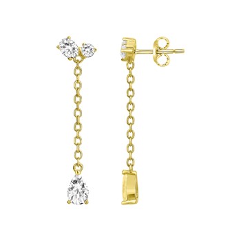 Boucles d'oreilles pendantes en Plaqué Or avec oxyde de zirconium blanc