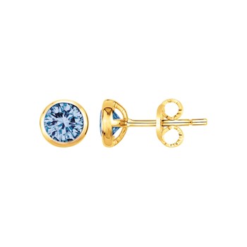 Boucles d'oreilles clous en Plaqué Or avec oxyde de zirconium bleu topaze
