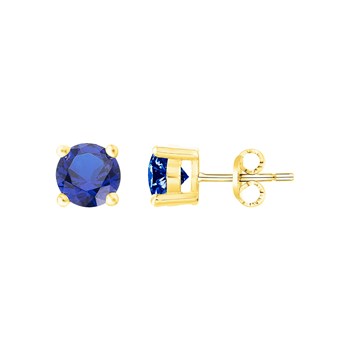 Boucles d'oreilles clous en Plaqué Or avec oxyde de zirconium bleu saphir