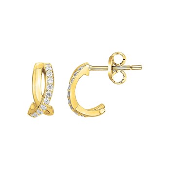 Gold-plated stud earrings with white zirconium oxide
