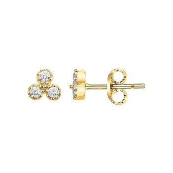 Boucles d'oreilles clous en Plaqué Or avec oxyde de zirconium blanc