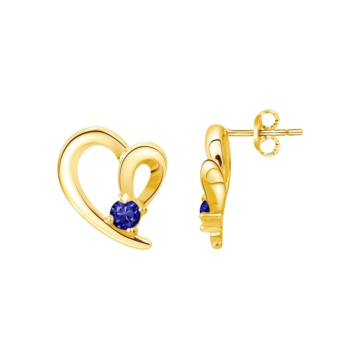 Boucles d'oreilles clous en Plaqué Or avec oxyde de zirconium bleu saphir