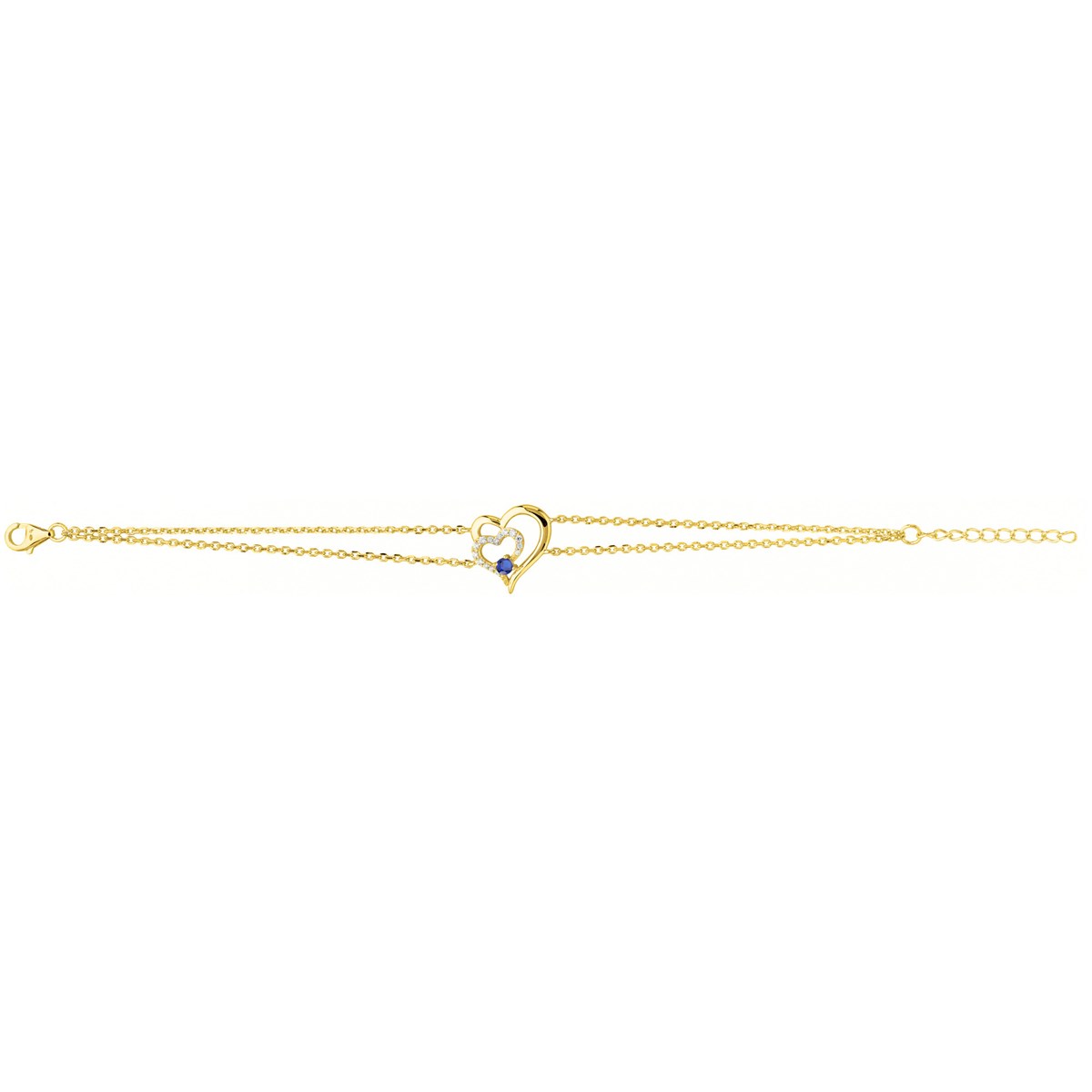 Bracelet souple mono-motif en Plaqué Or avec oxyde de zirconium bleu saphir