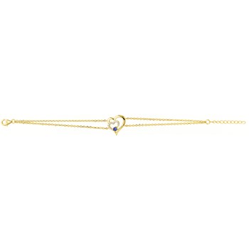 Bracelet souple mono-motif en Plaqué Or avec oxyde de zirconium bleu saphir