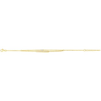 Bracelet souple mono-motif en Plaqué Or avec  blanc