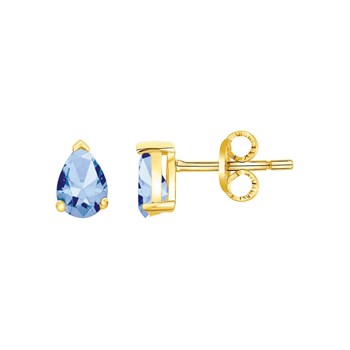 Boucles d'oreilles clous en Plaqué Or avec oxyde de zirconium bleu topaze